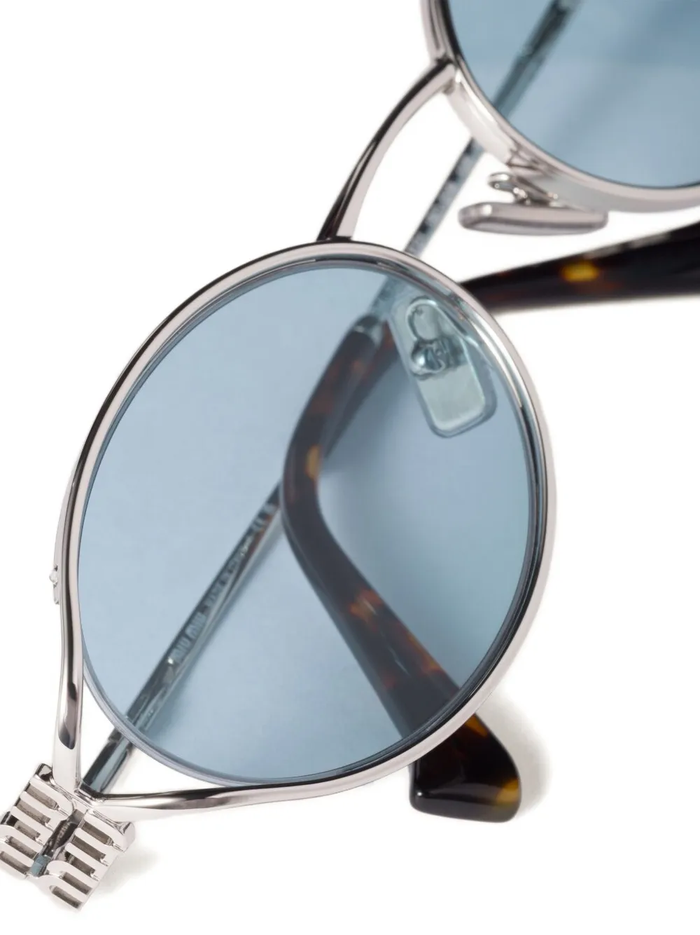 Miu oval-frame metal sunglasses Zilver