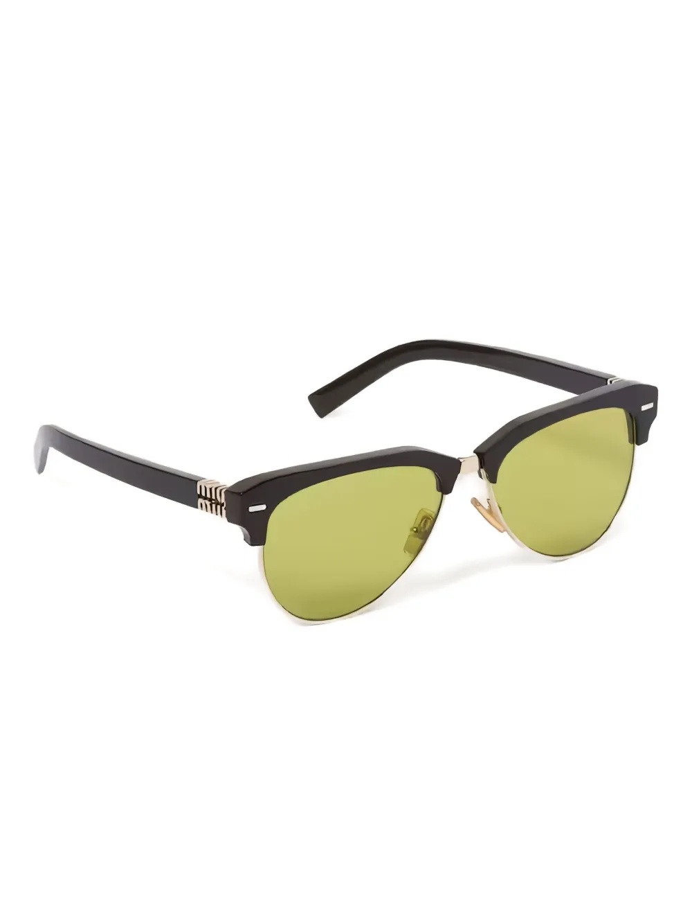 Miu Miu acetate gold-detail sunglasses - Zwart