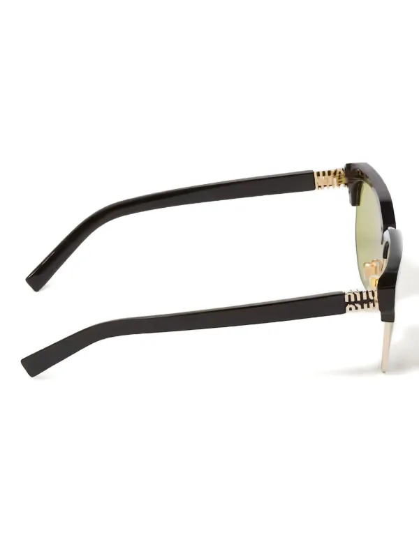 Miu Miu Eyewear ゴールドディテール サングラス | ブラック | FARFETCH JP