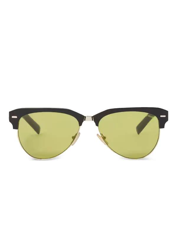 Miu Miu Eyewear ゴールドディテール サングラス | ブラック | FARFETCH JP
