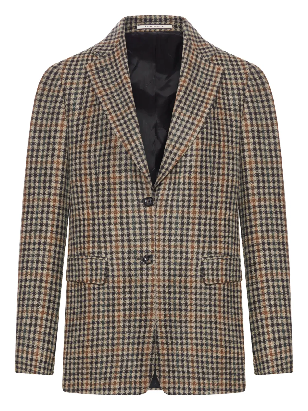 Tagliatore Cecily checked single-breasted wool blazer Bruin