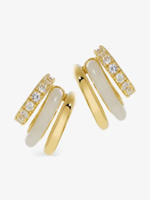 By Pariah aretes en oro de 14kt con diamantes y jaspe