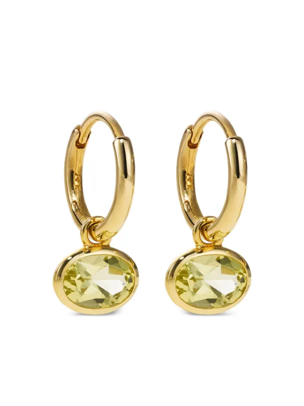 By Pariah 14CT Gold Orbit Quartz Hoop Earrings