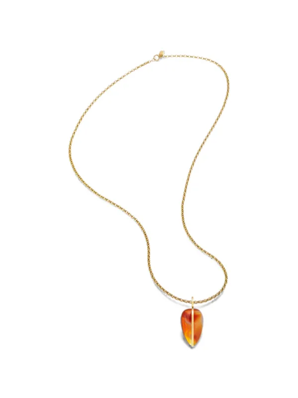 By Pariah Large Carnelian Belcher Chain Necklace in Gold