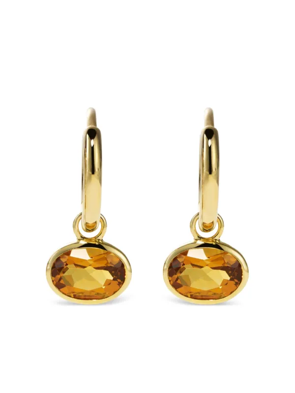 By Pariah 14CT Gold Orbit Citrine Hoop Earrings