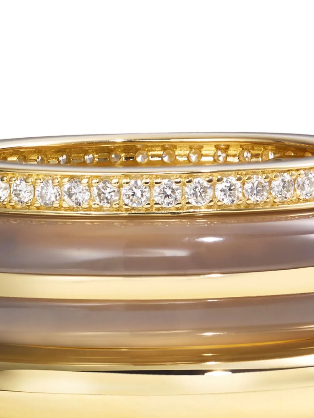  By Pariah 14k Gold Diamond And Agate Stack Ring 