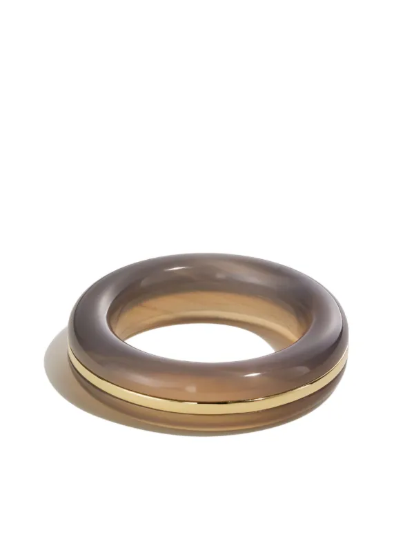 By Pariah 14CT Gold Agate Ring in Grey