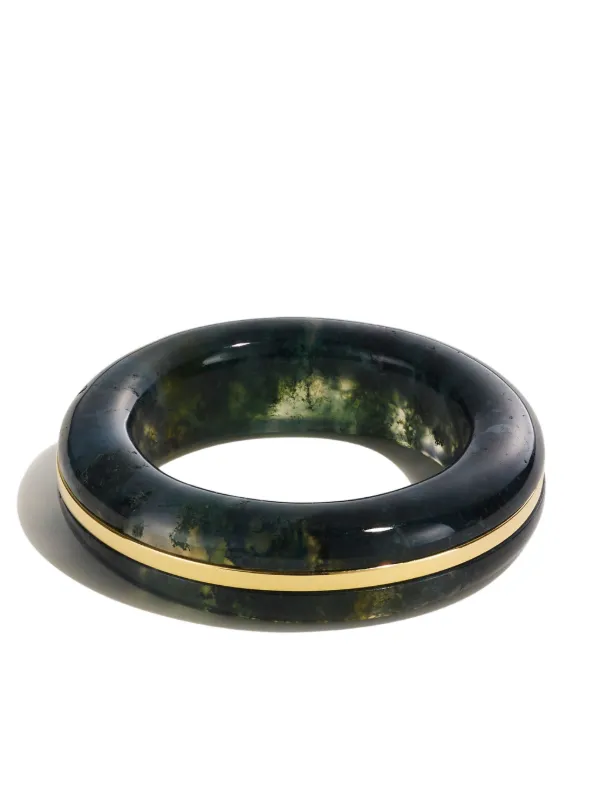 By Pariah 14CT Gold Agate Ring in Green