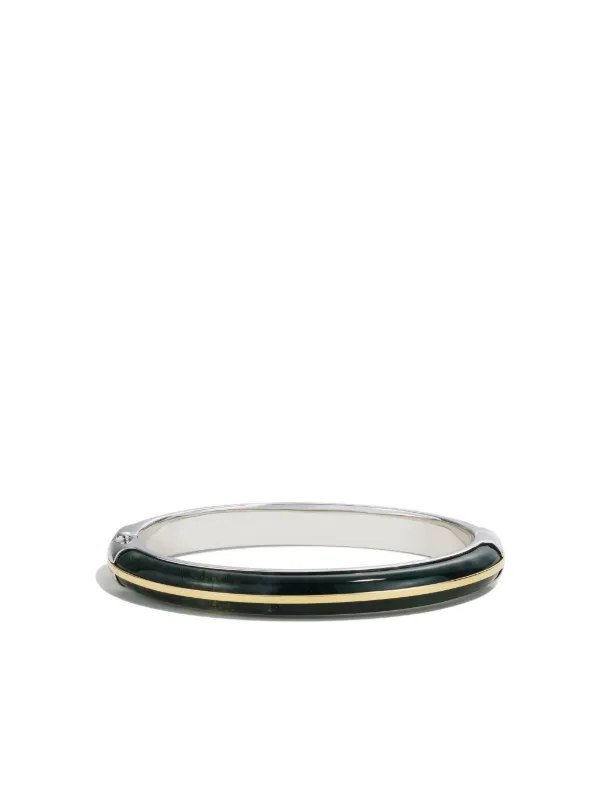 By Pariah 14CT Gold and Sterling Silver Agate Bangle Ring