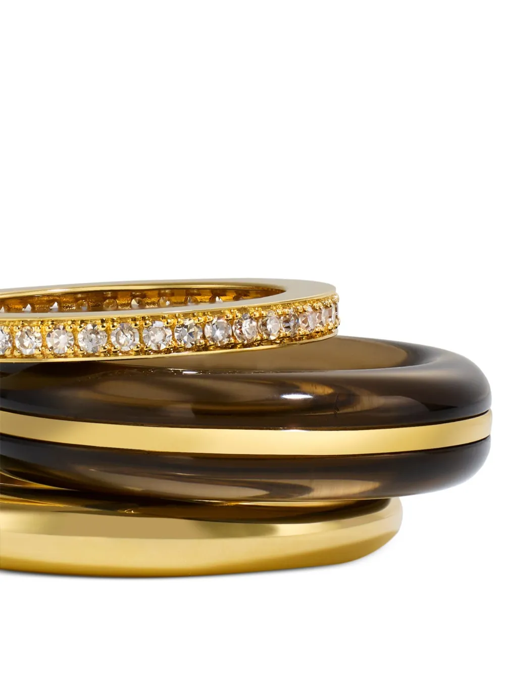  By Pariah 14k Gold Diamond And Quartz Ring Stack 