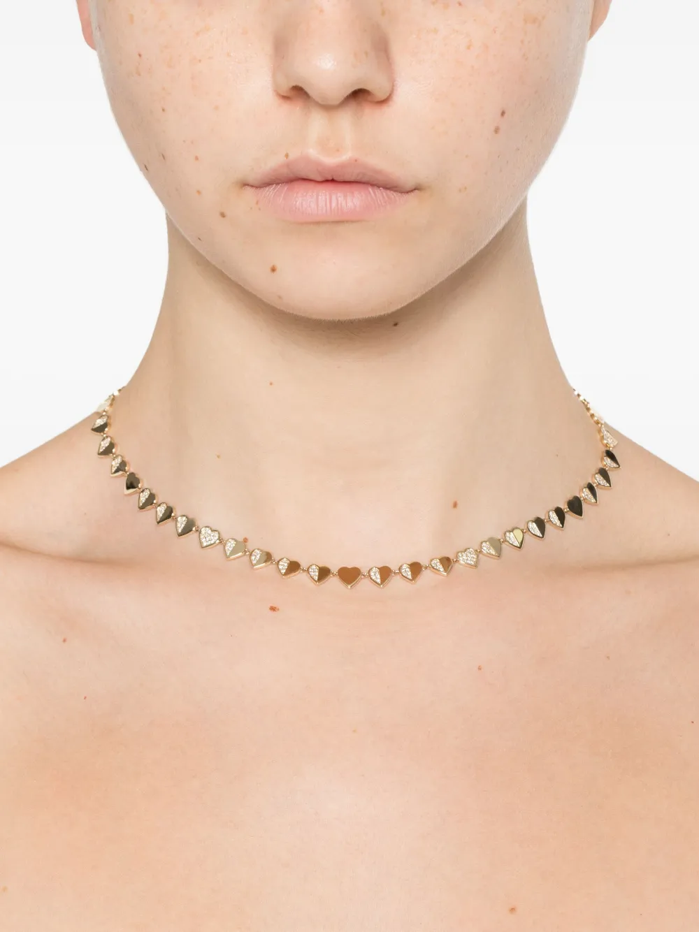 Sydney Evan 14k Yellow Gold Heart Eternity Necklace In Gold