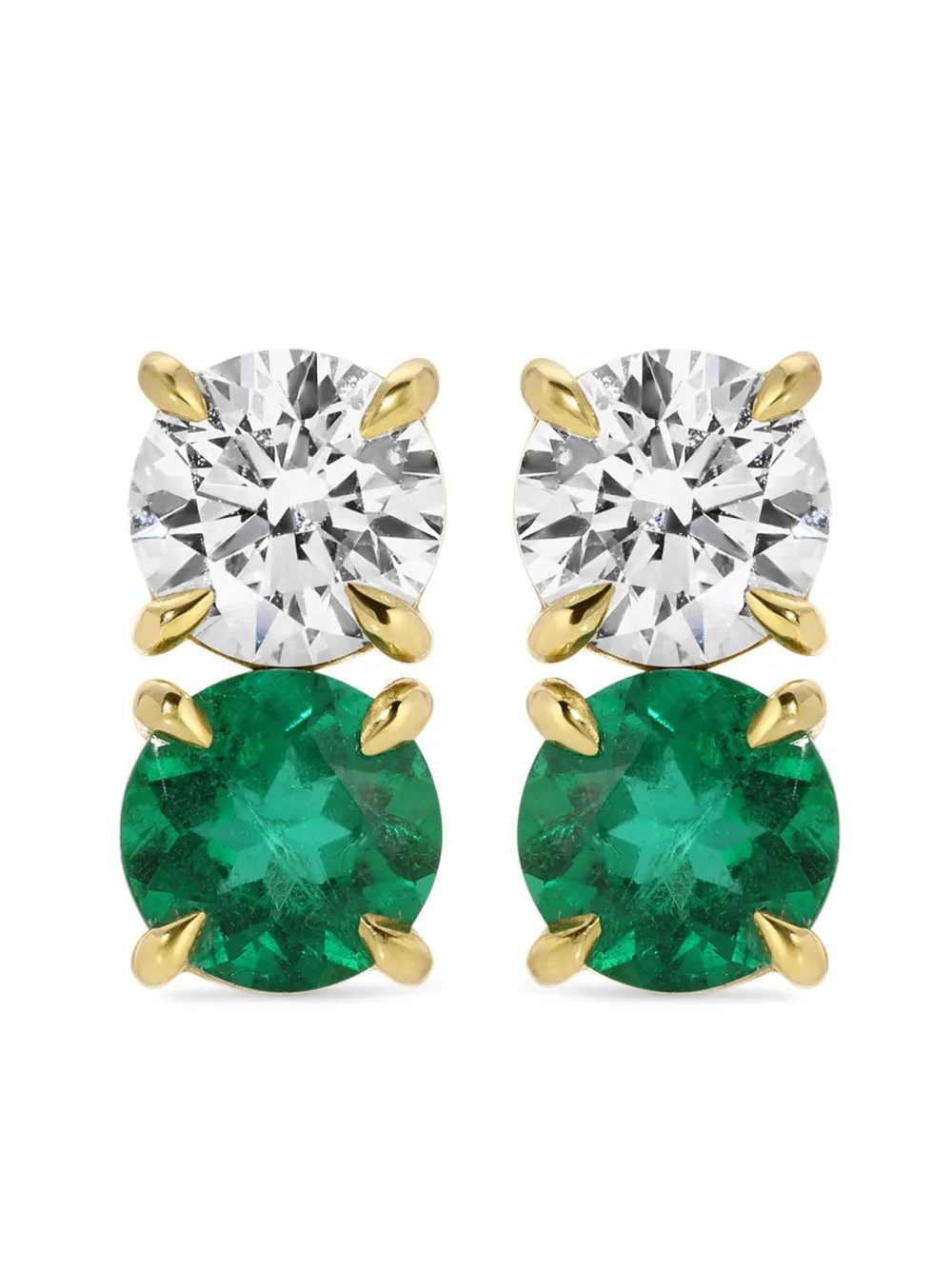 Anita Ko 18k Gold Diamond Emerald Studs Earrings In Green