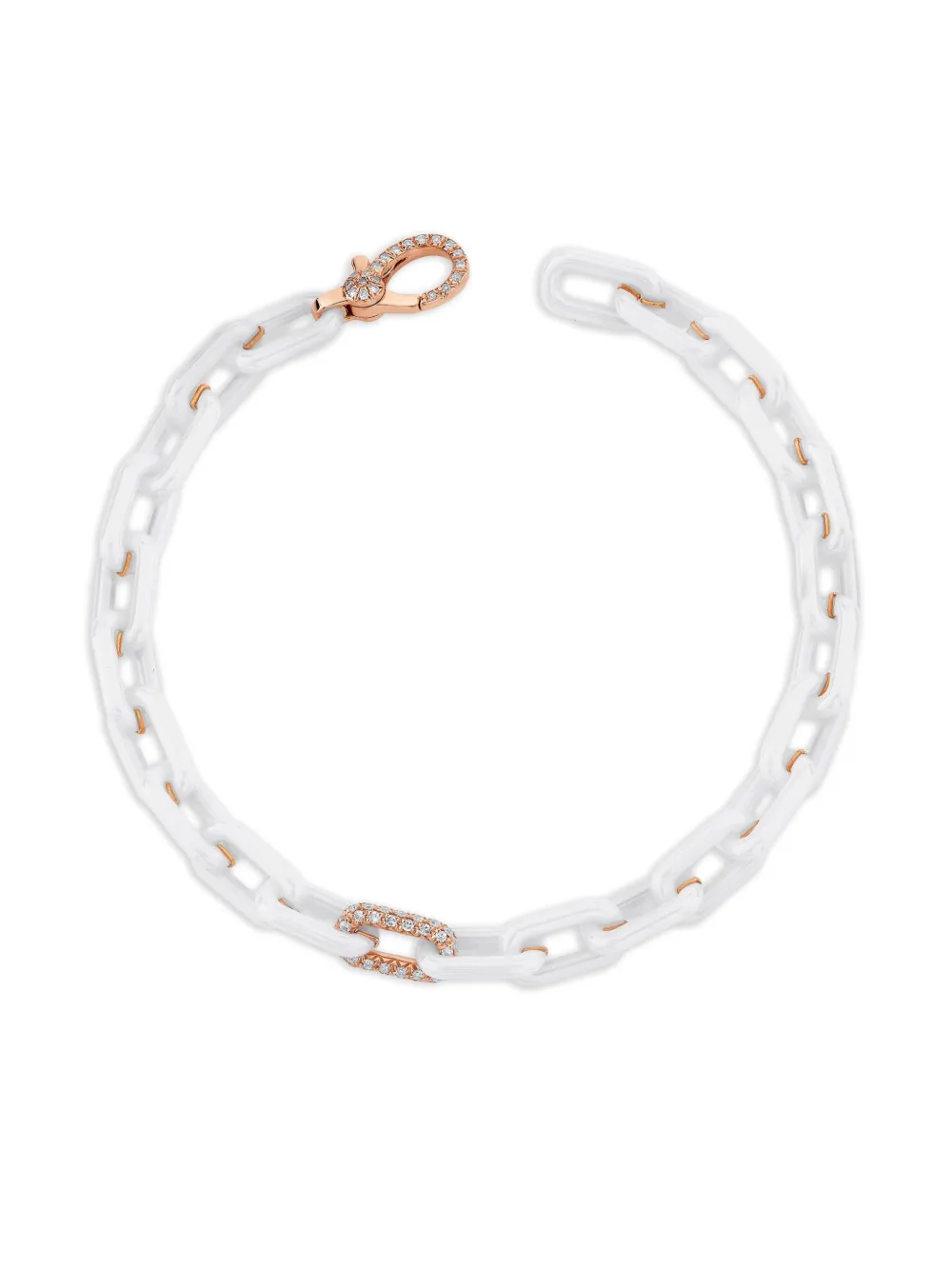 Shay 18k Rose Gold Mini Cable-link Diamond Bracelet In White