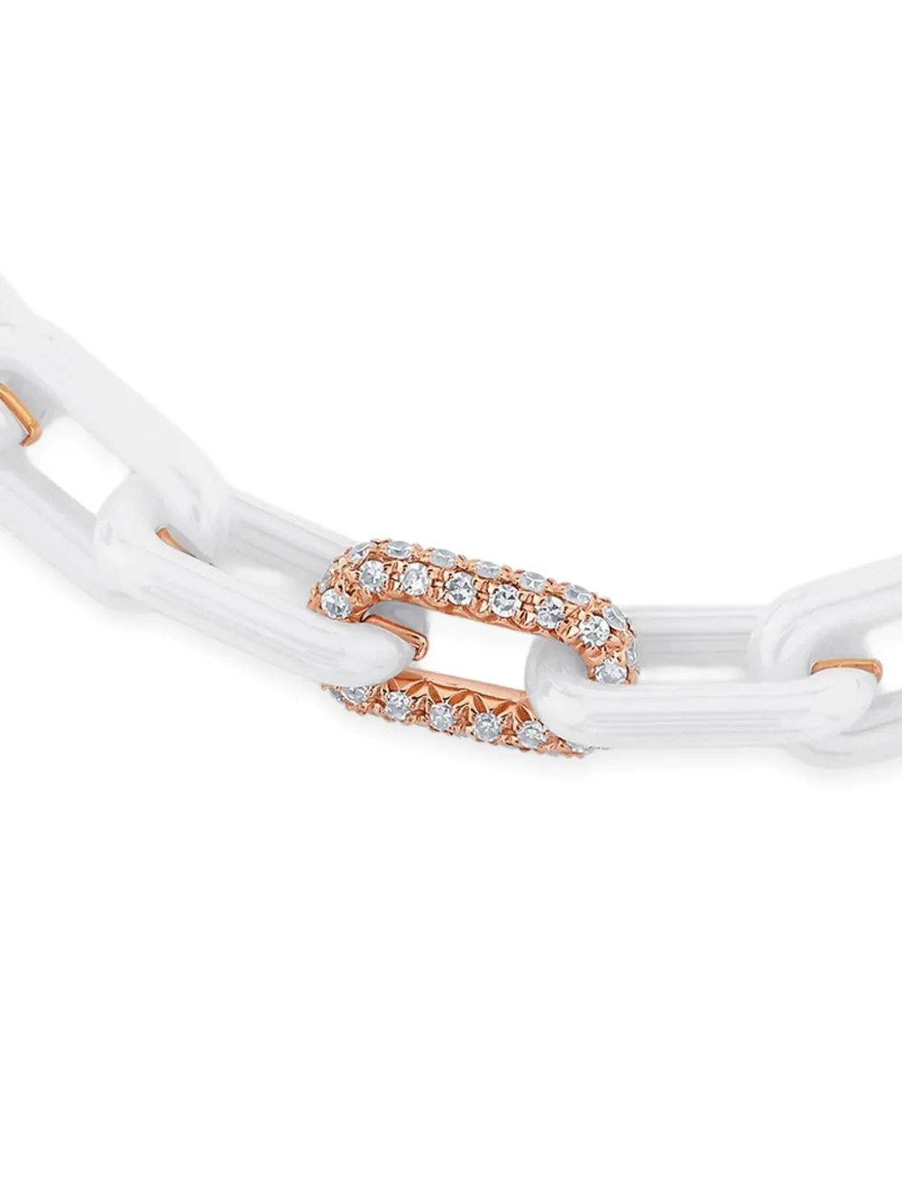 Shay 18k Rose Gold Mini Cable-link Diamond Bracelet In White