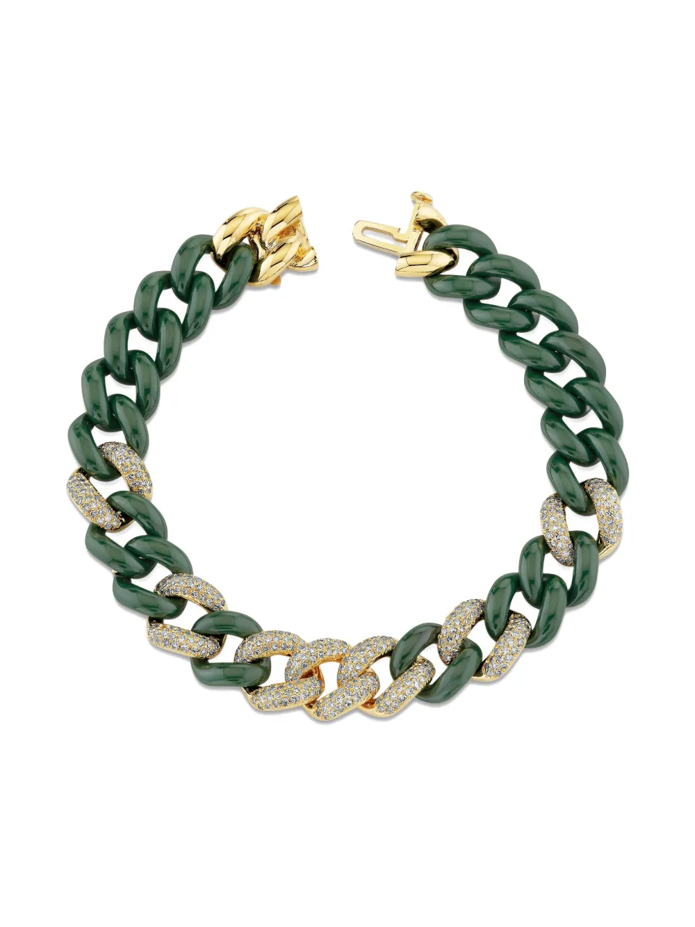 Shay 18k Yellow Gold Essential Link Diamond Bracelet In Green