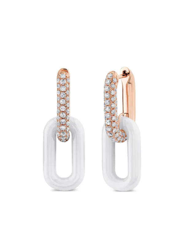 Shay 18CT Rose Gold Cable-link Diamond Earrings in Pink