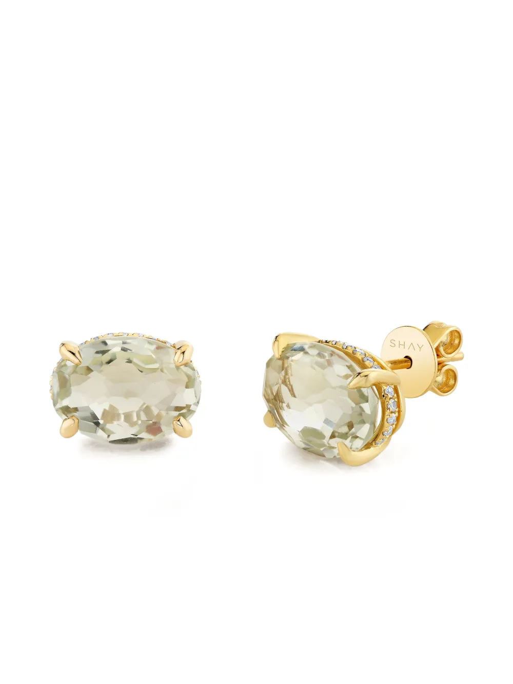 SHAY Orecchini a bottone Grace in oro giallo 18 carati con ametista e diamanti