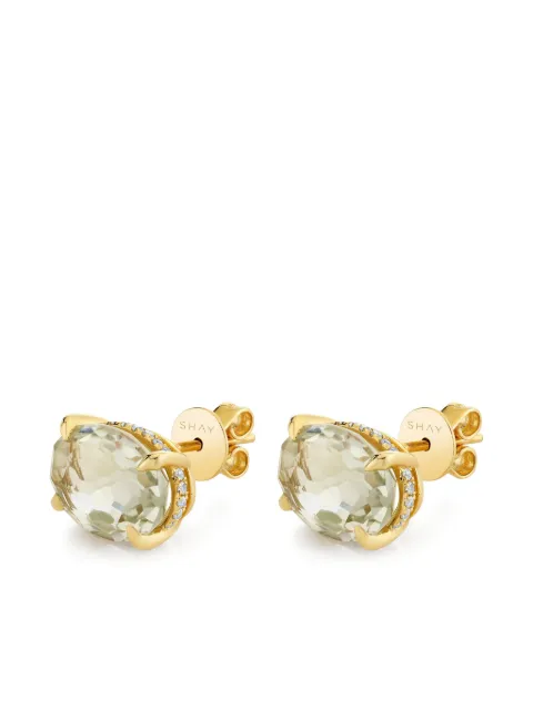SHAY 18K yellow gold amethyst and diamond stud earrings