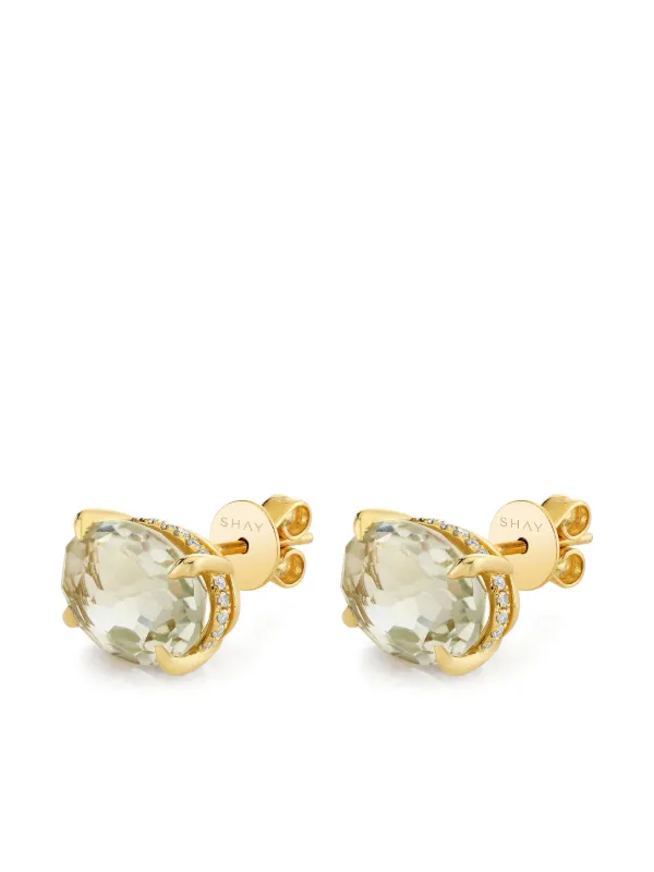 Shay Green Amethyst Gem Studs in Gold