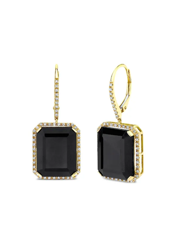 Shay 18CT Yellow Gold Portrait Black Onyx and Diamond Earrings