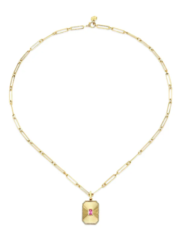 Shay Pink Sapphire Radiant Deco Necklace in Gold
