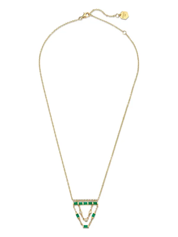 Shay 18CT Yellow Gold Cascade Emerald and Diamond Necklace