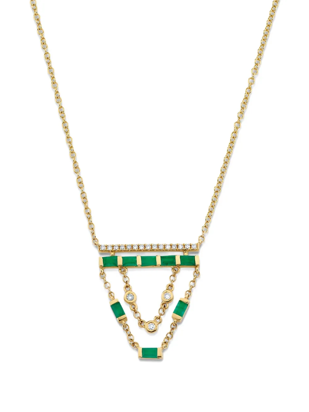 Shay 18k Yellow Gold Cascade Emerald And Diamond Necklace In Gold
