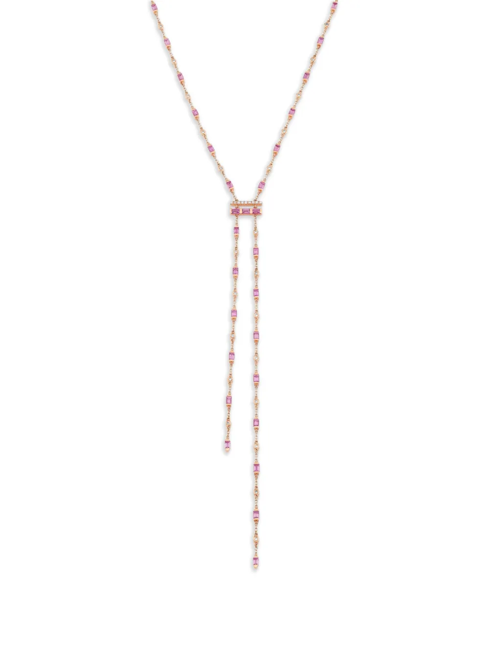 Shay 18k Rose Gold Cascade Y Pink Sapphire And Diamond Necklace In Brown