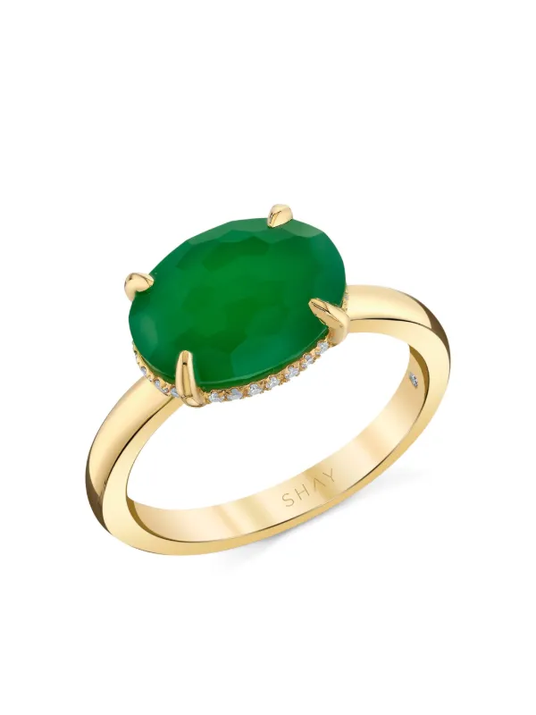 Shay Green Agate & Diamond Gem Ring in Gold