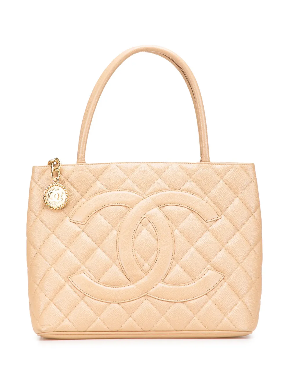 Pre-owned Chanel 2005-2006 Caviar Medallion Tote Bag In Brown