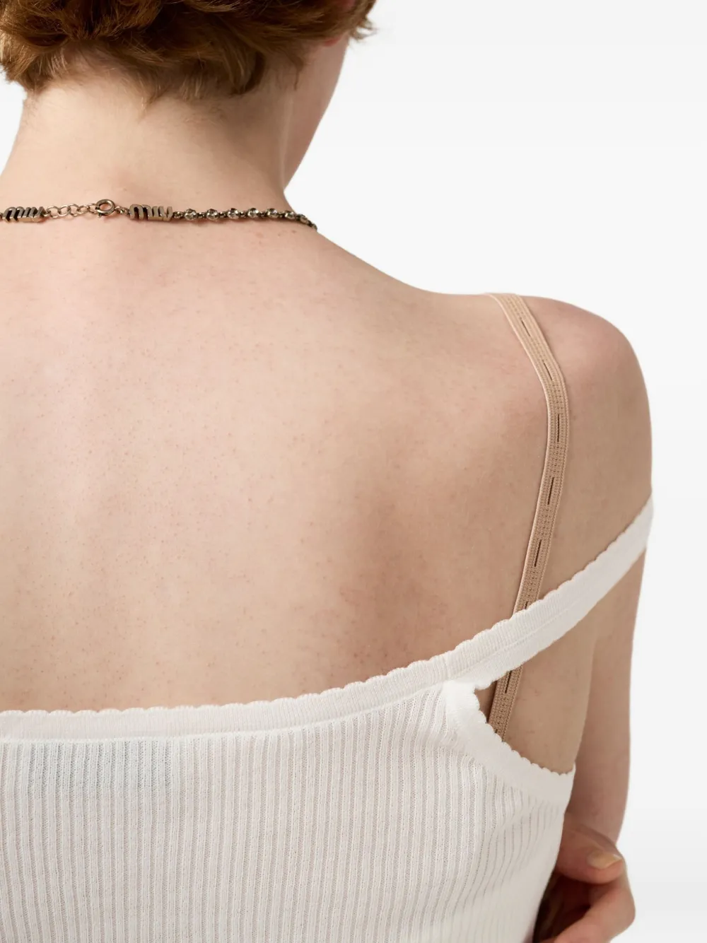 Miu Ribgebreide top Wit