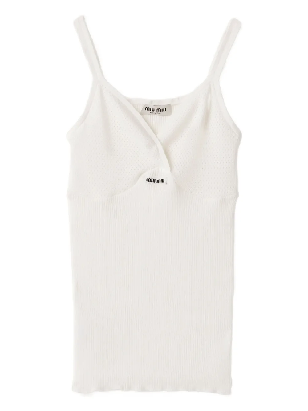 Miu Ribgebreide top Wit