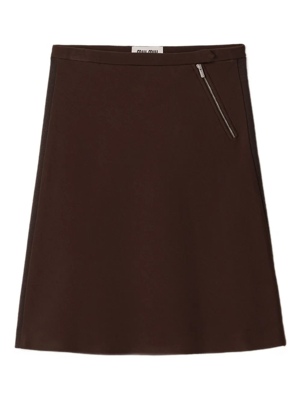 Miu logo-detail ribbed mini skirt Bruin