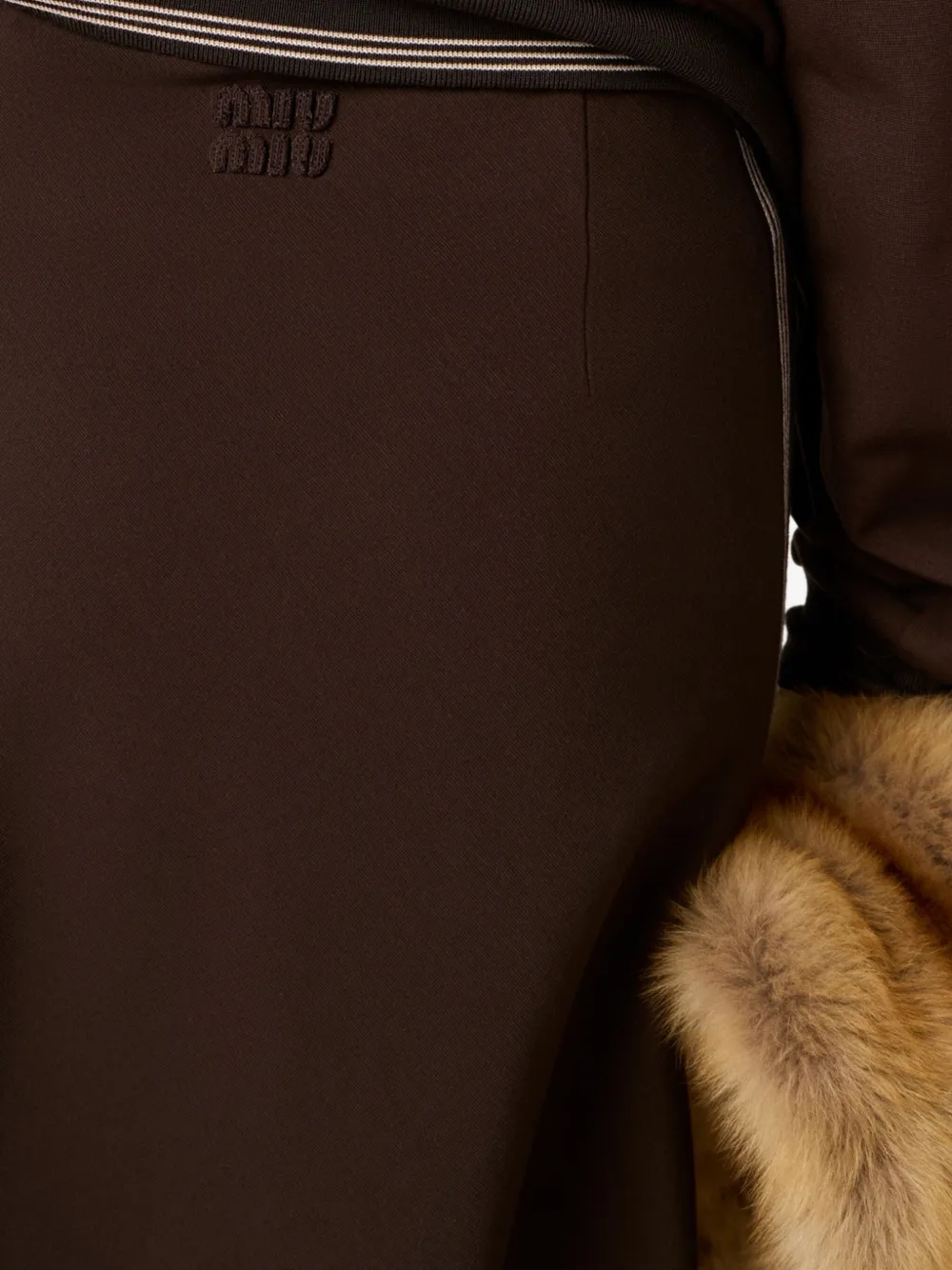 Miu logo-detail ribbed mini skirt Bruin