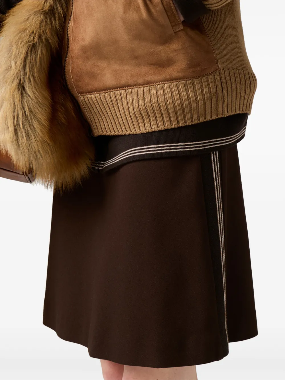 Miu Miu logo-detail ribbed mini skirt - Bruin