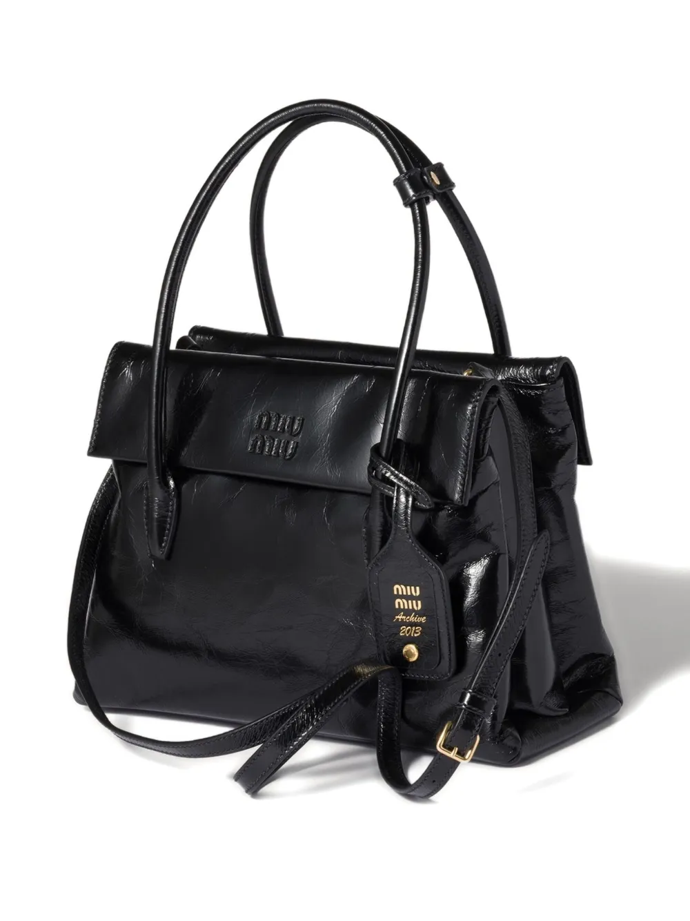 Miu Miu Solitaire leren shopper - Zwart