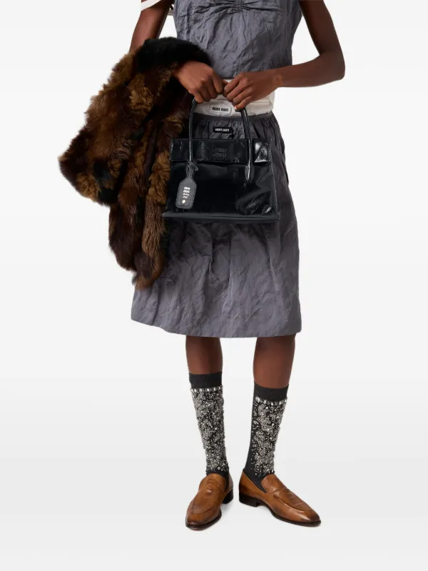 Miu Miu Shiny Leather Handbag | Black | FARFETCH