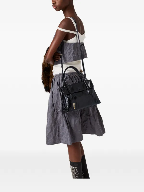 バッグ miu miu archive square leather hand bag Miu Miu Shiny Leather Handbag | Black | FARFETCH
