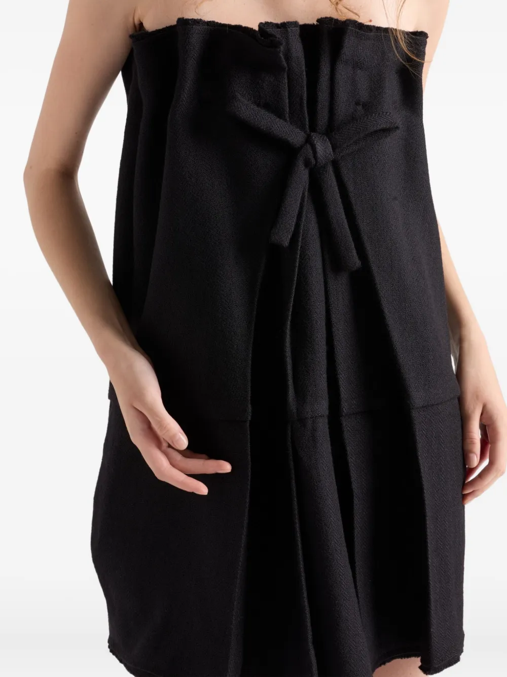 Prada Geplooide jurk met strikdetail Zwart