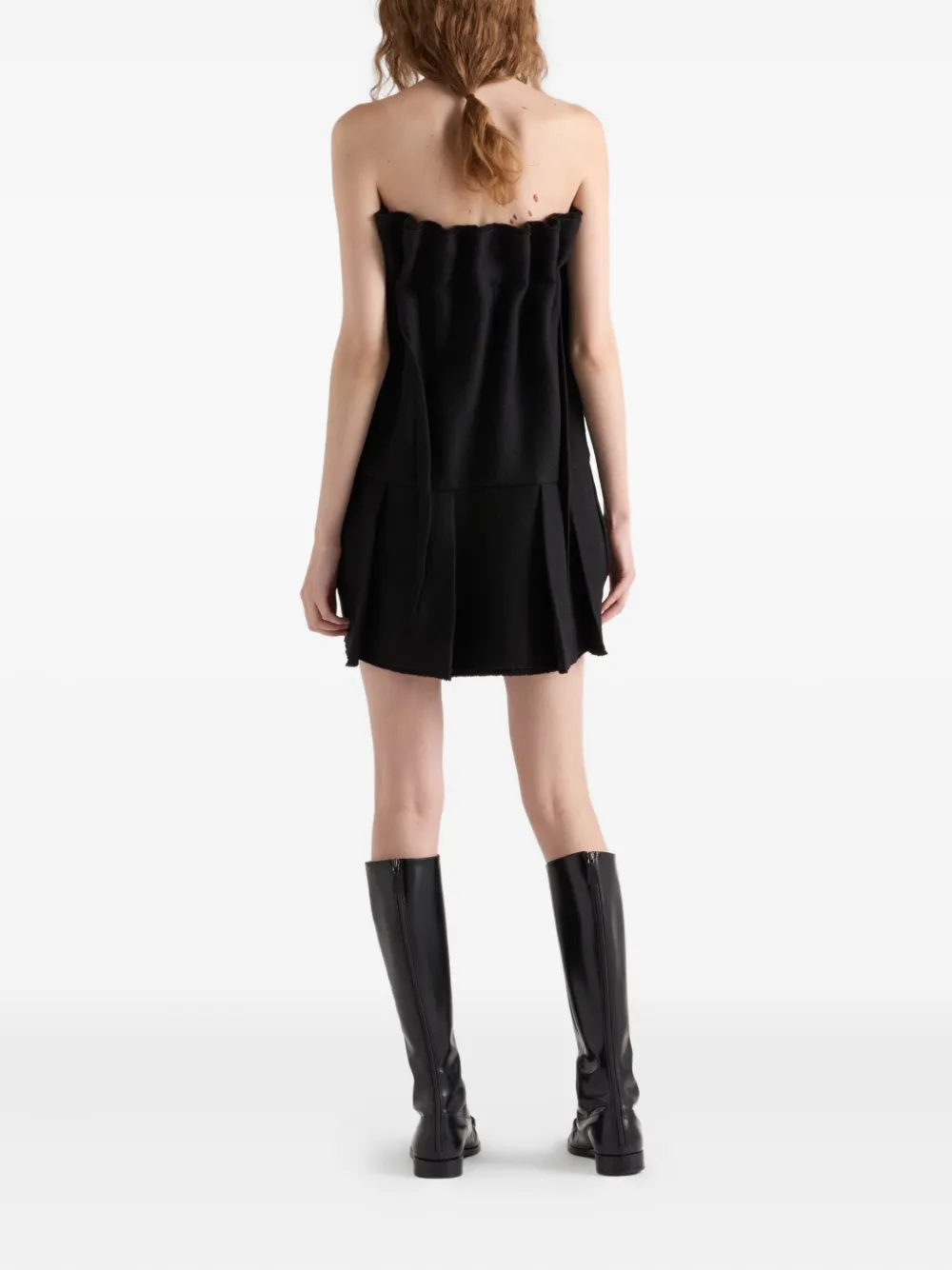 Prada Geplooide jurk met strikdetail - Zwart
