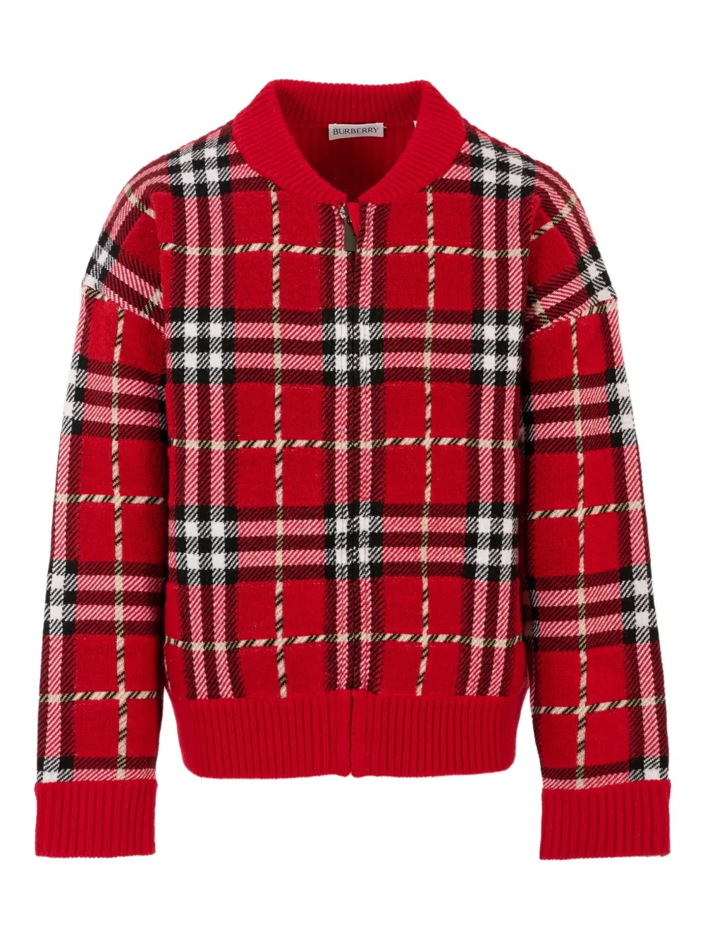 Burberry Kids checked zip-up bomber jacket Rood