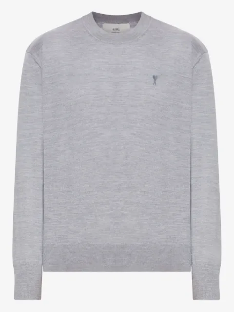 AMI Paris de Coeur monogram embroidered-logo ribbed-hem sweater