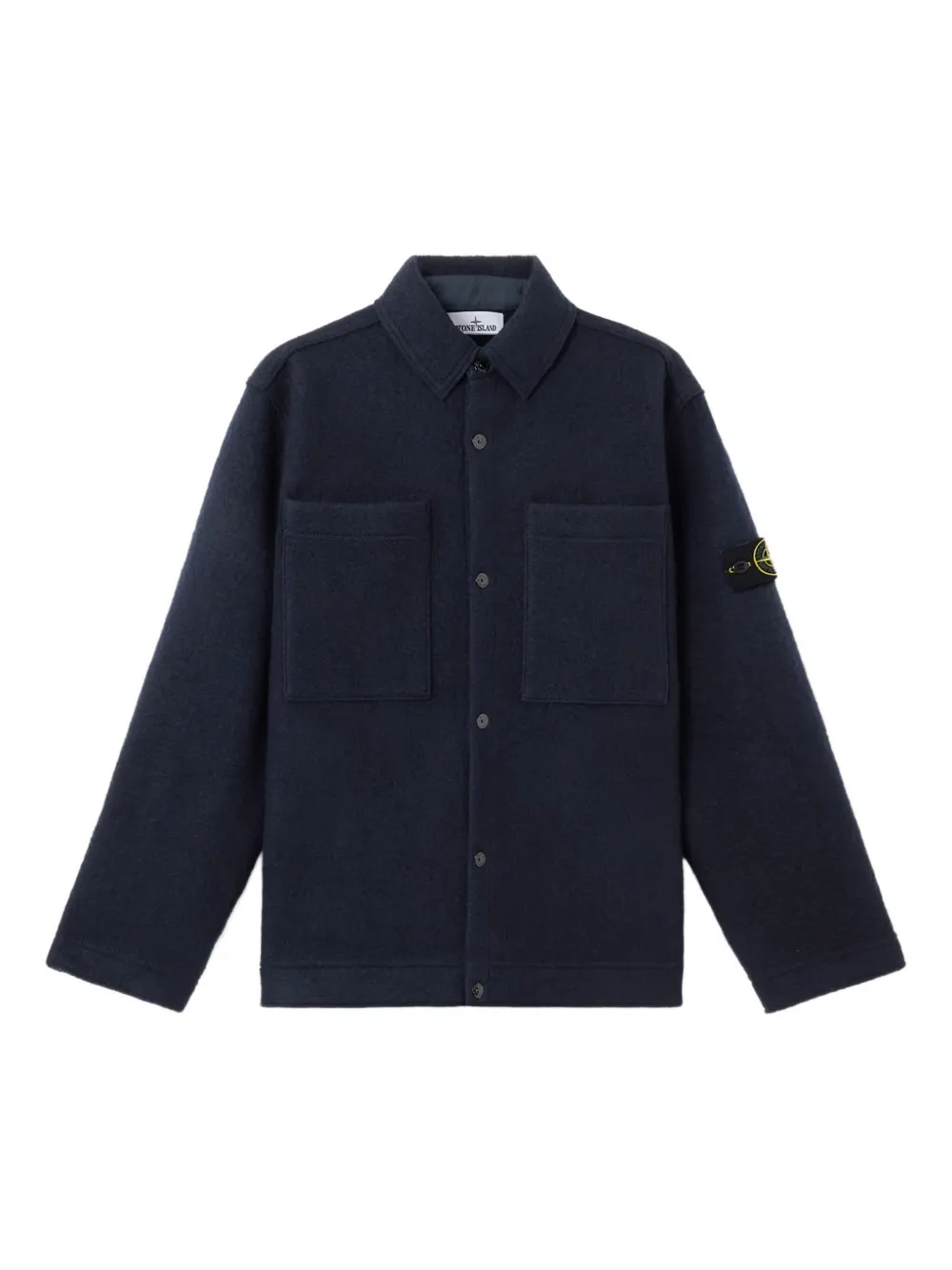 Stone Island Shirtjack van scheerwol Blauw