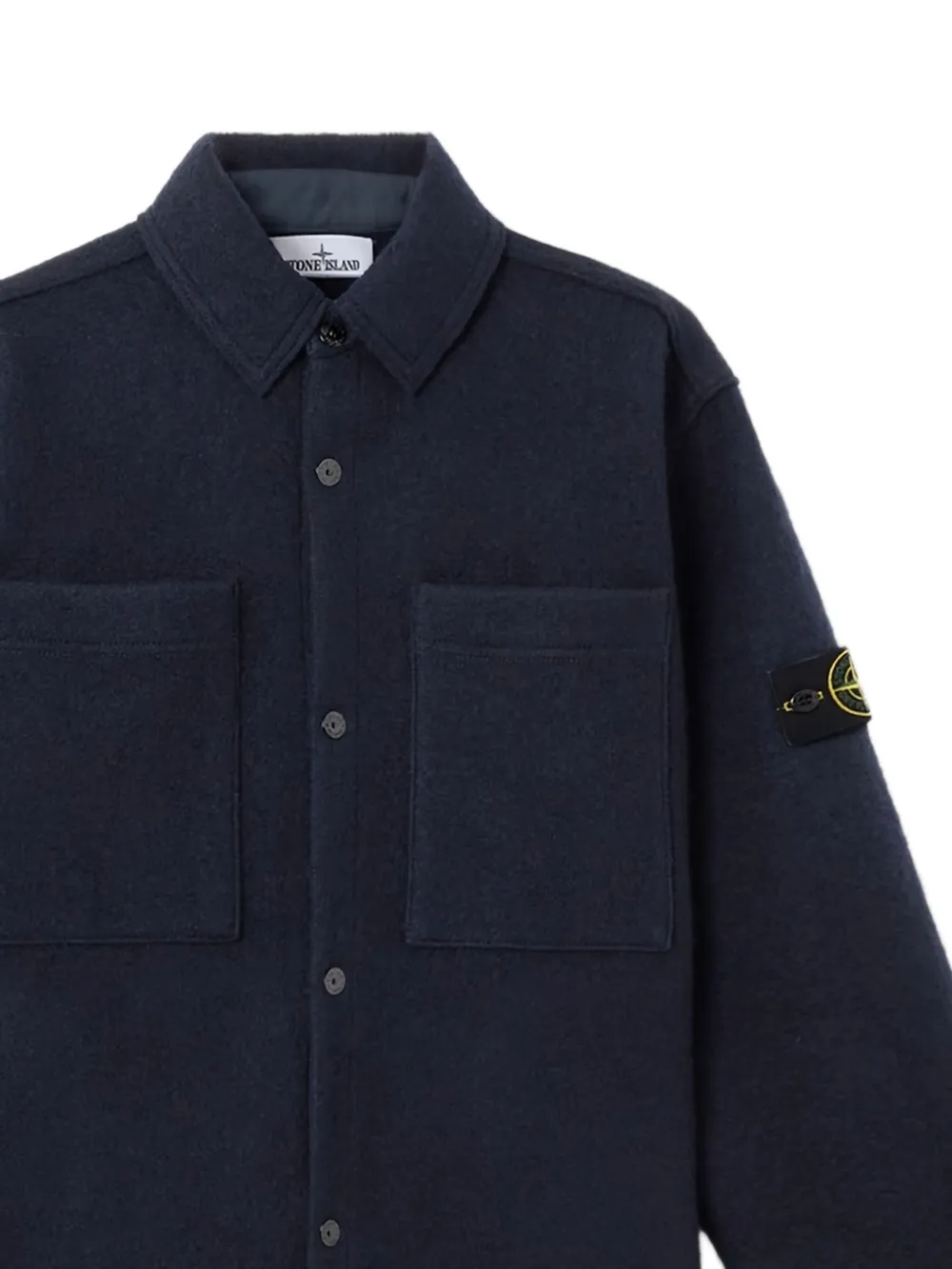Stone Island Shirtjack van scheerwol Blauw
