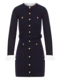 Self-Portrait ribbed button-front dress - Blue