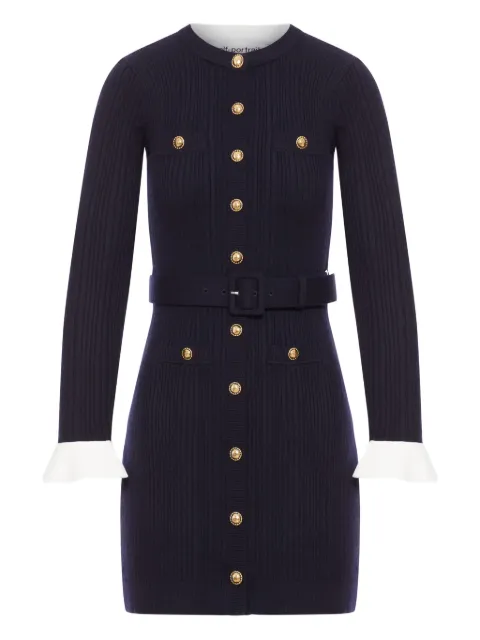 Self-Portrait ribbed button-front dress