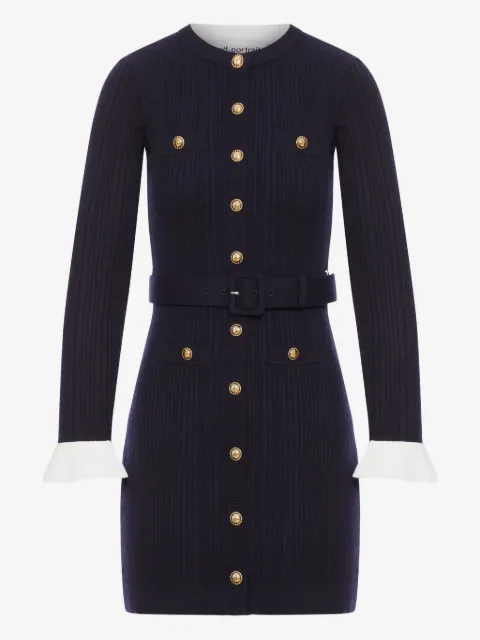 Self-Portrait ribbed button-front dress