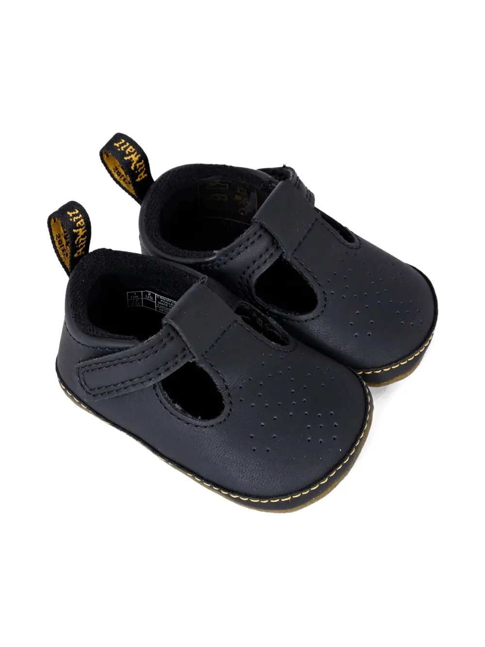 Dr. Martens' Babies' Polley Perforated T-bar Crib Shoes In Black