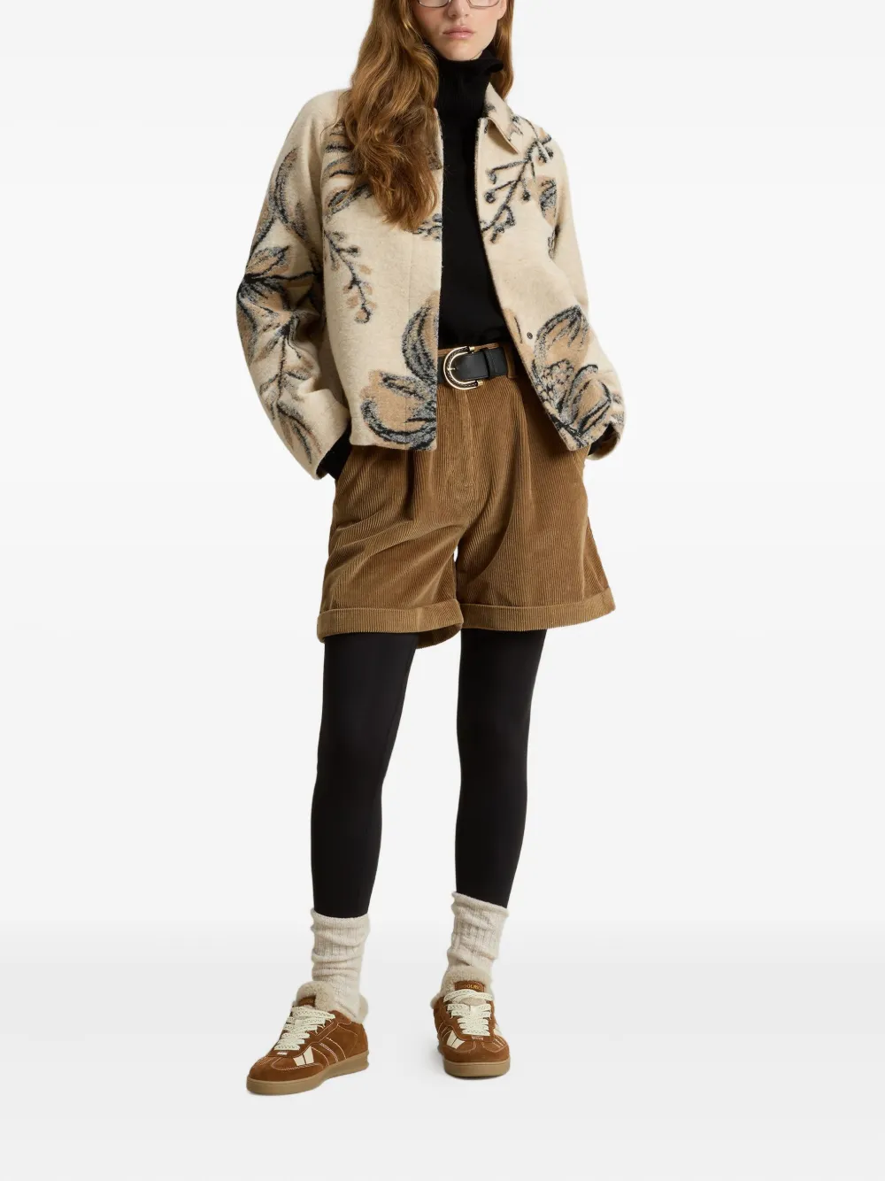 Woolrich Floral-jacquard Overshirt In Neutral