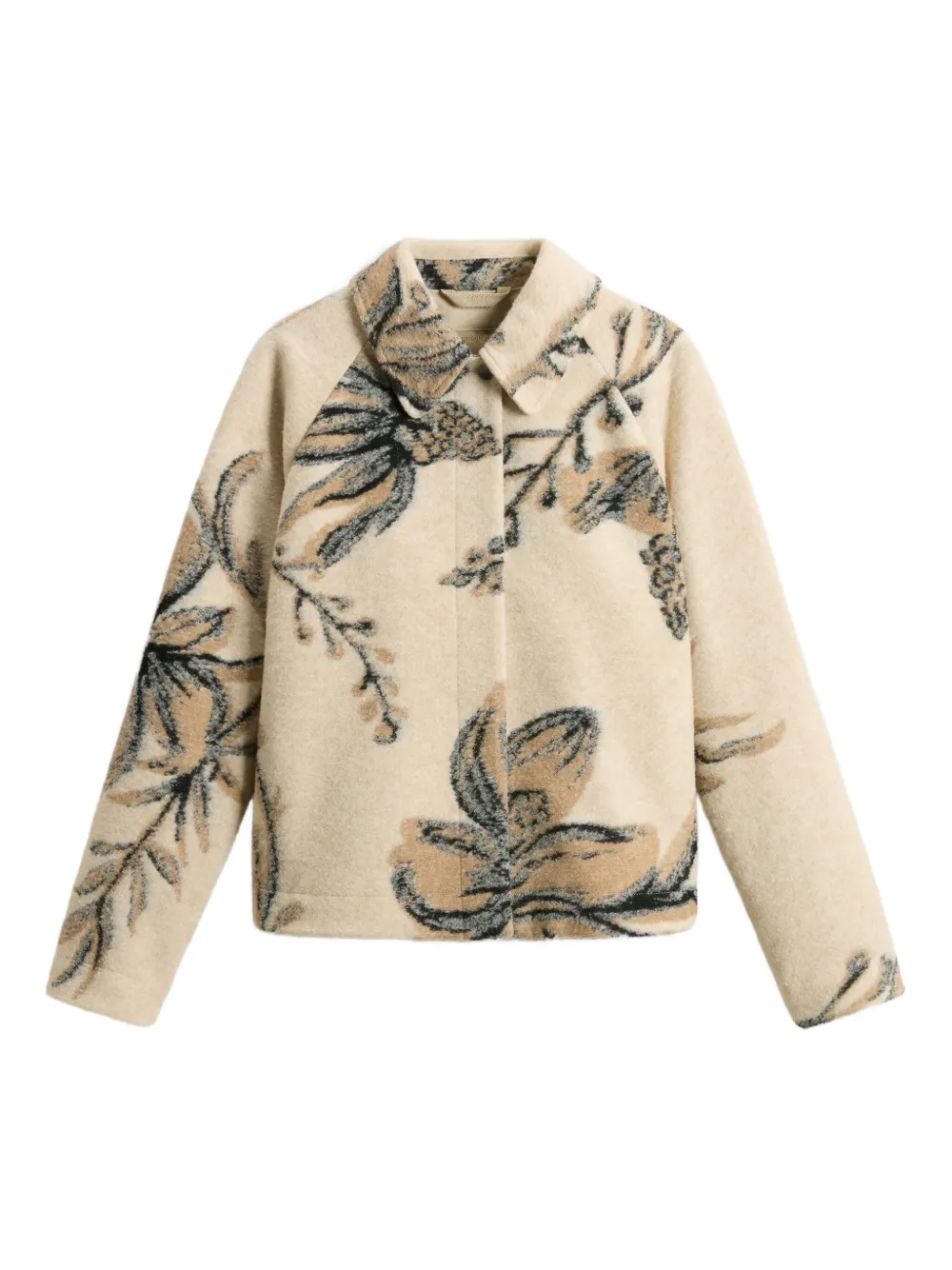 Woolrich Floral-jacquard Overshirt In Neutral